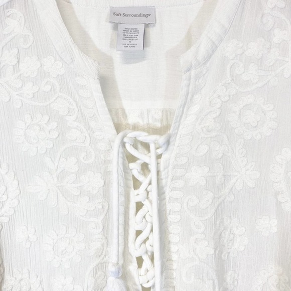 Soft Surroundings White/Cream Embroidered Swim Suit Cover Up Dress Cotto… - Picture 6 of 10